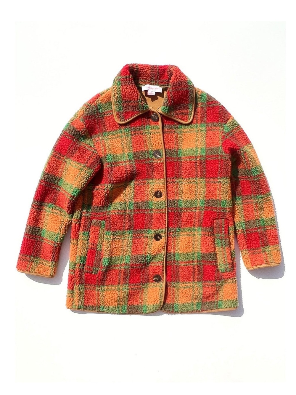 LISA SAYS GAH Jesse Sherpa Jacket in Orange Plaid Size XS/S - Picture 9 of 16